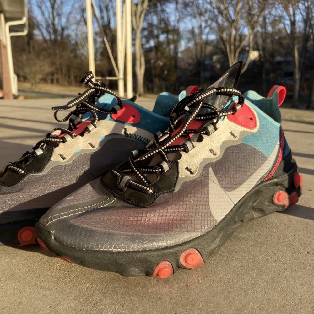 Nike React 87 Unisex Shoe Black/Cool Grey/Blue Chill Size 9 Mens